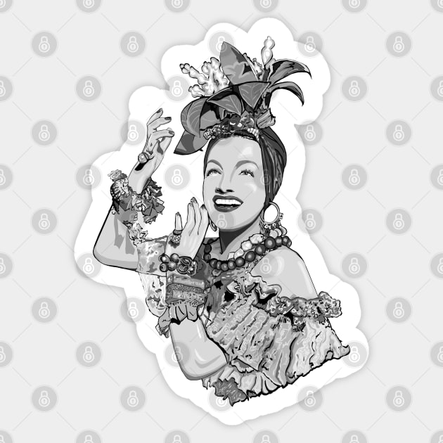 Carmen Miranda in black and white Sticker by FanboyMuseum